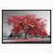 Designart - Big Red Tree on Foggy Day - Landscape Framed Canvas Art Print